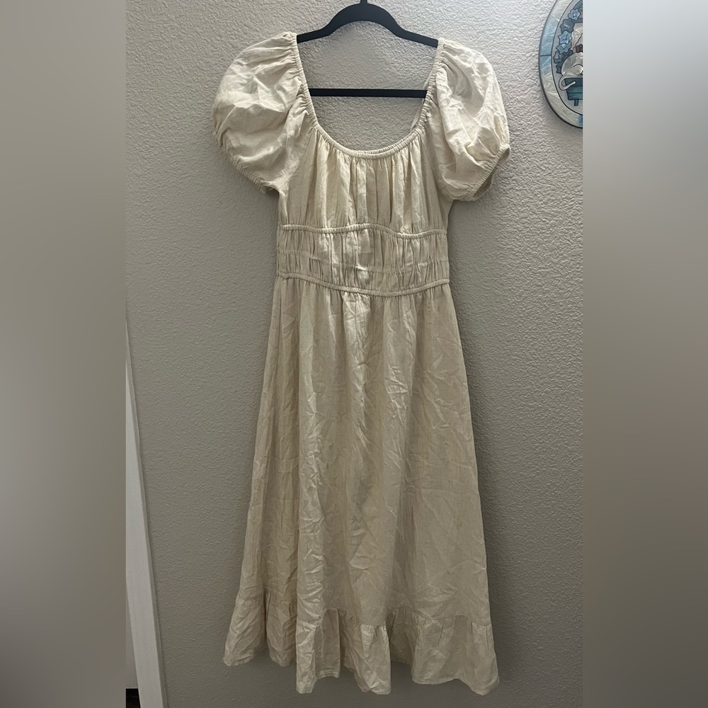 Beige Linen Blend Dress